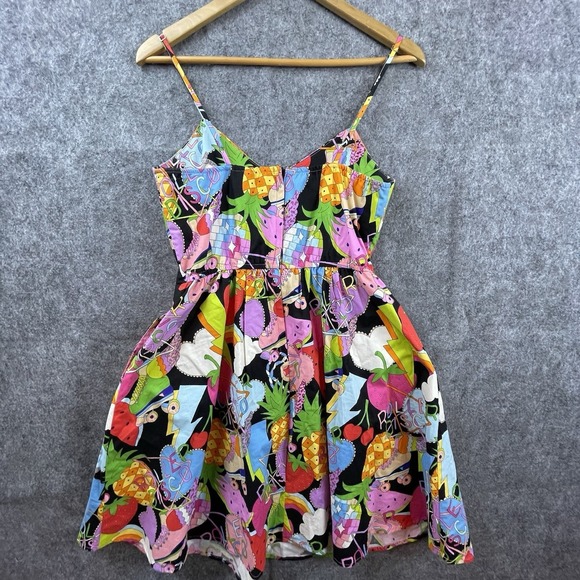 Retrolicious Dress Medium Bold Colors Roller Disco Strawberry Hippie 70s USA - Picture 2 of 8